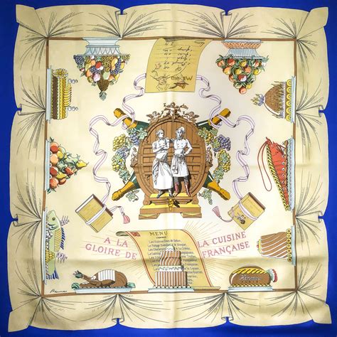 A La Gloire De La Cuisine Francaise Hermes Silk Scarf 